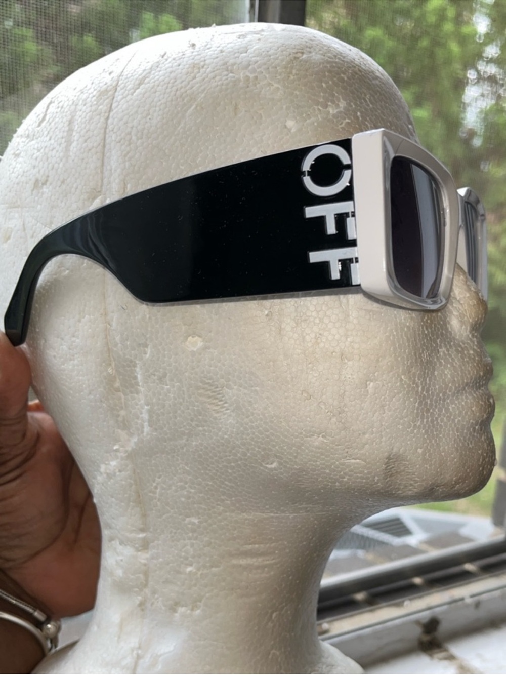 Off-White Black and White Chunky Rectangular Logo Sunglasses
